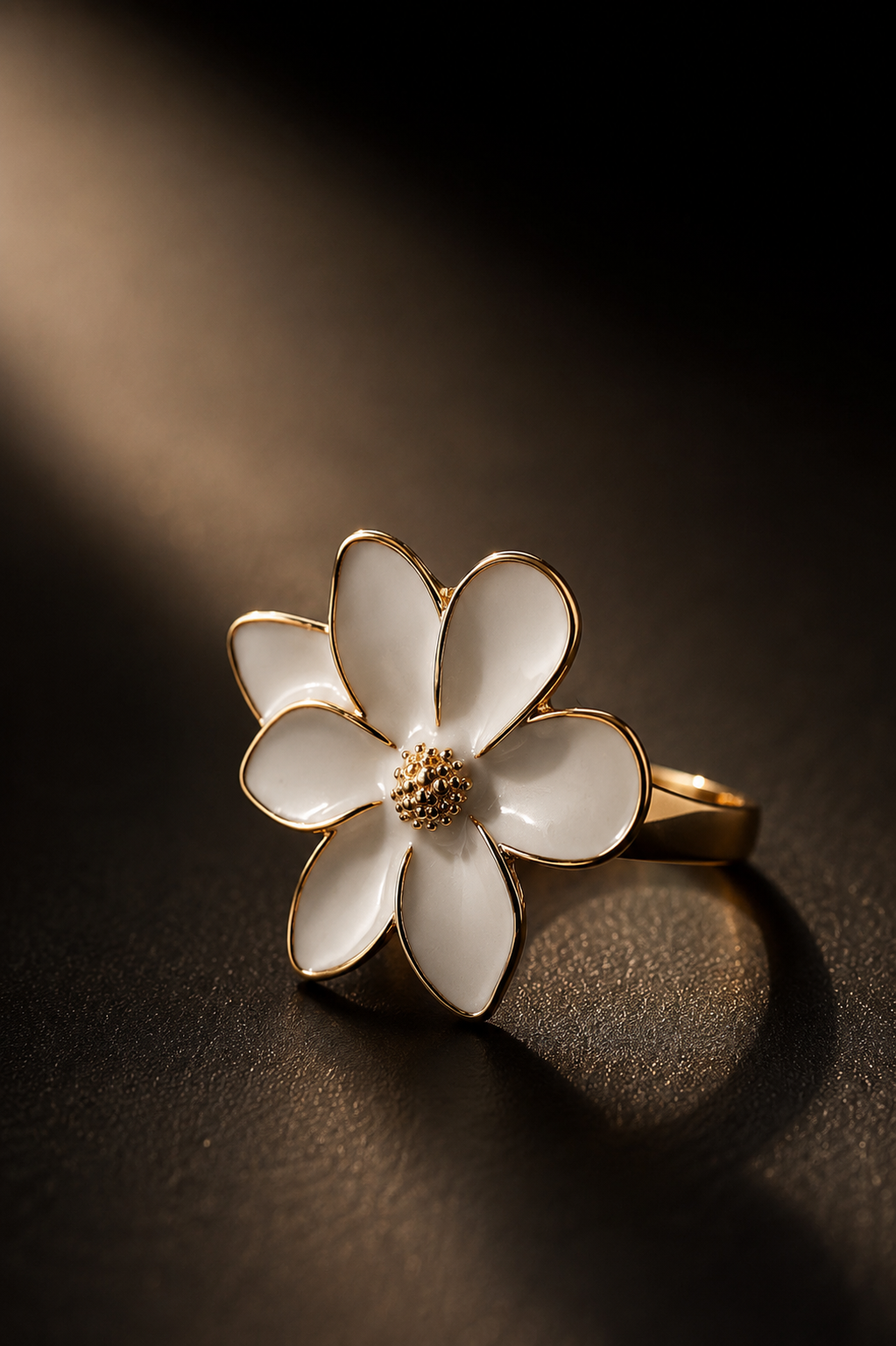 Turkish White Floral Statement Ring for Women