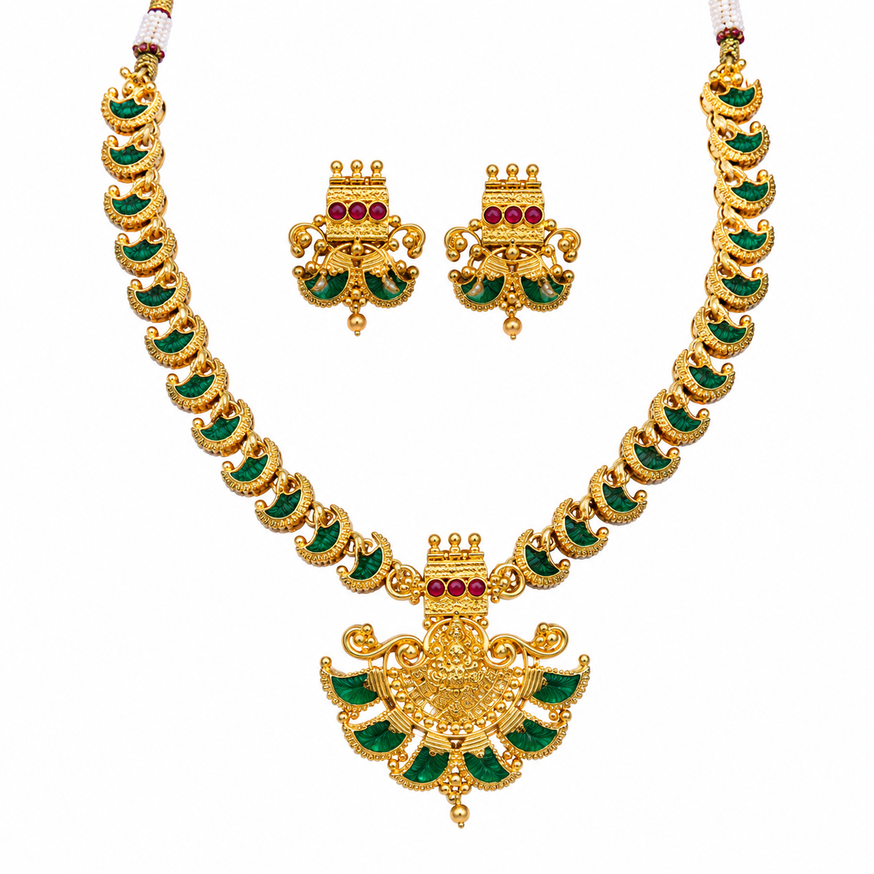 Royal Peacock Temple Jewellery Set – Premium Gold-Plated