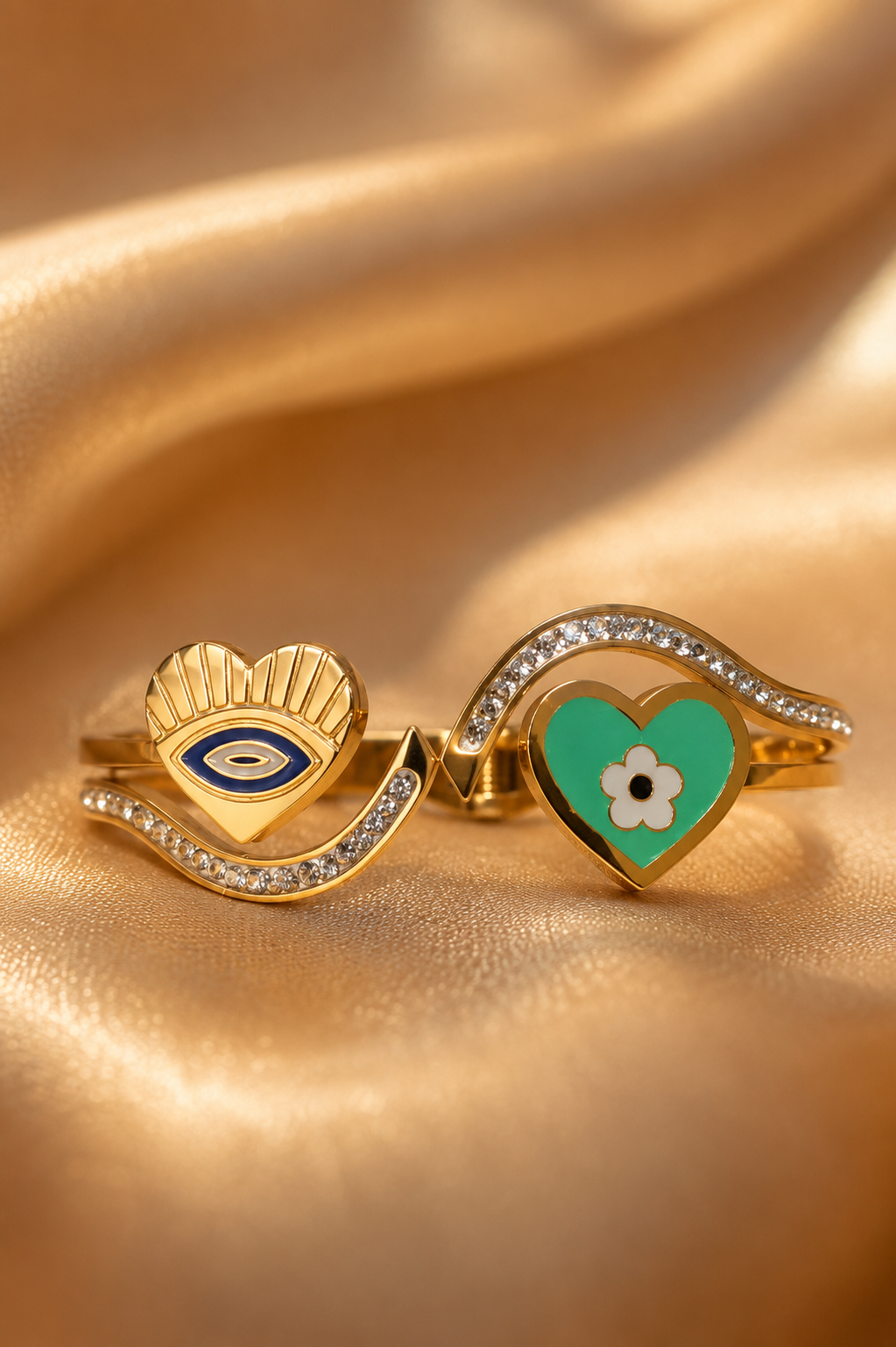 Gold Evil Eye Heart Bracelet for Women