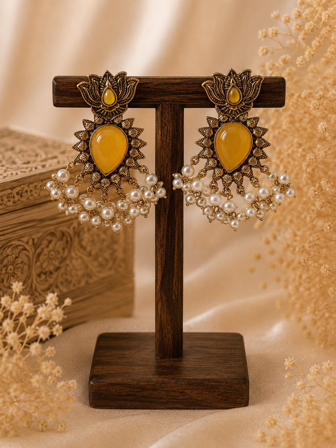 Royal Pearl Drop Antique Earrings