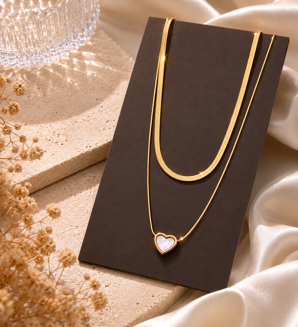 Golden Heart Duo Necklace