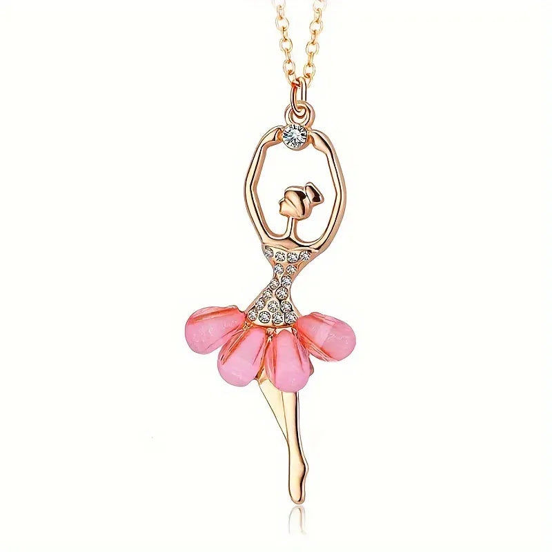 Ballerina Princess Pendant Necklace for Women | Cute Ballet Dancer Charm Necklace