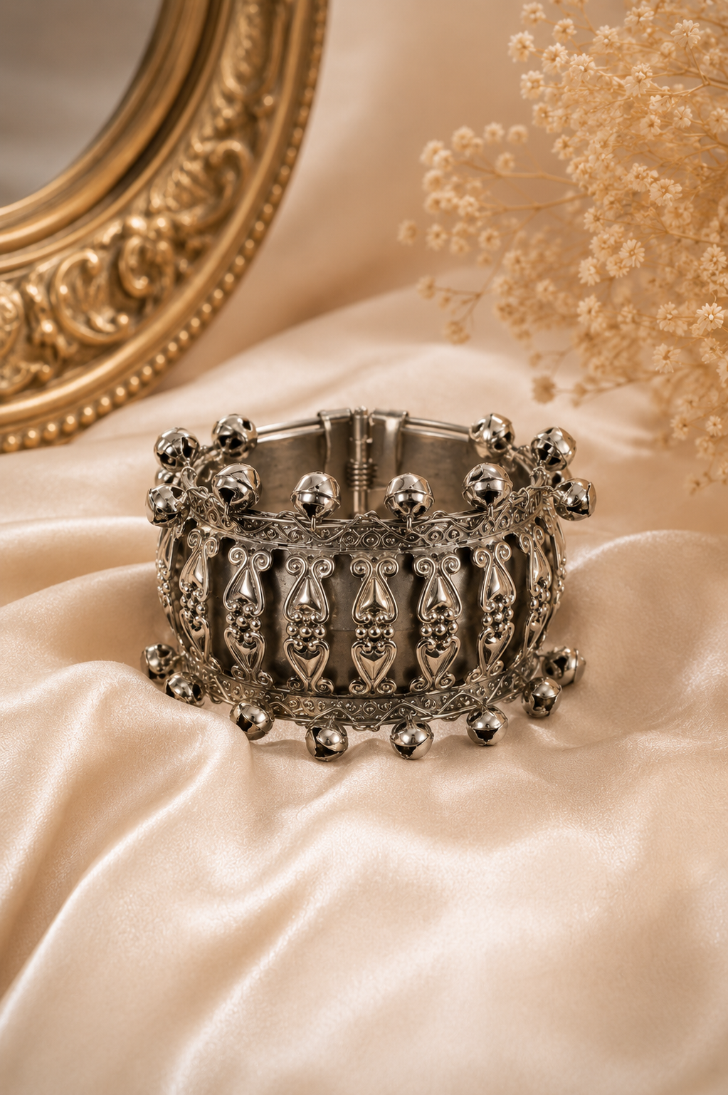 Oxidized Ghungroo Cuff Bracelet for Women