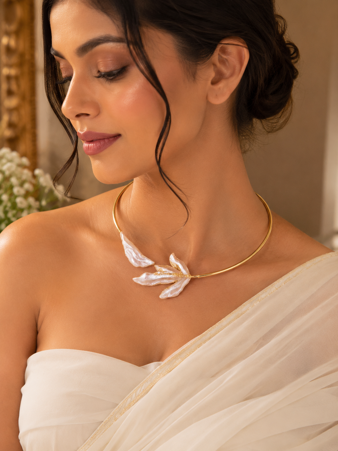 Luxury Turkish Pearl Leaf Hasli Necklace