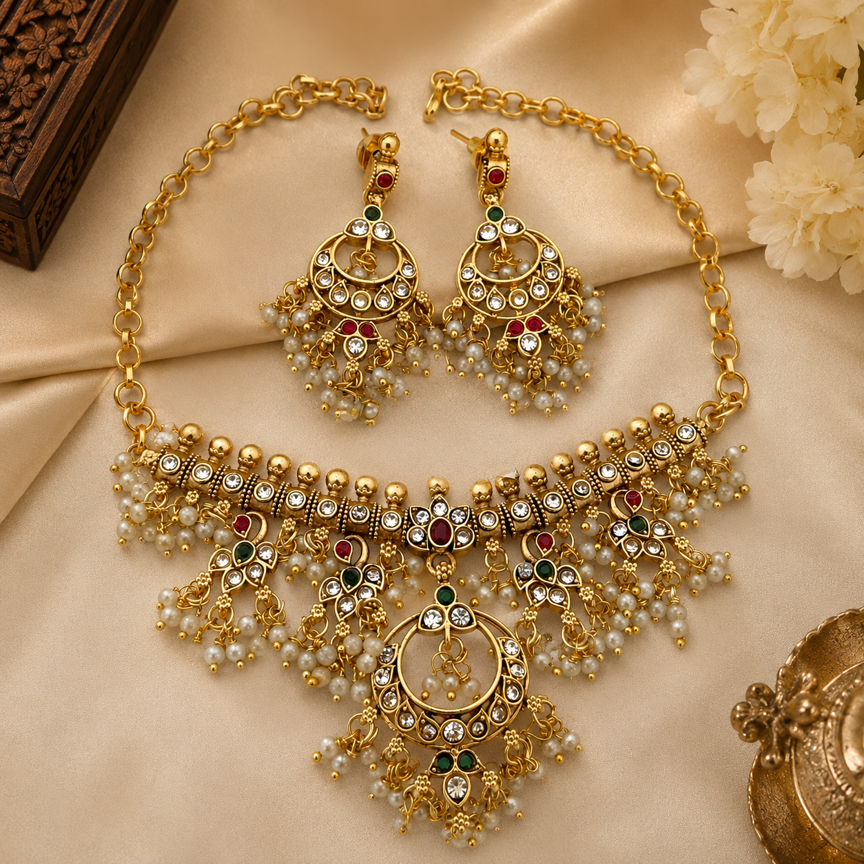 Noor Chandbali Pearl Choker Set
