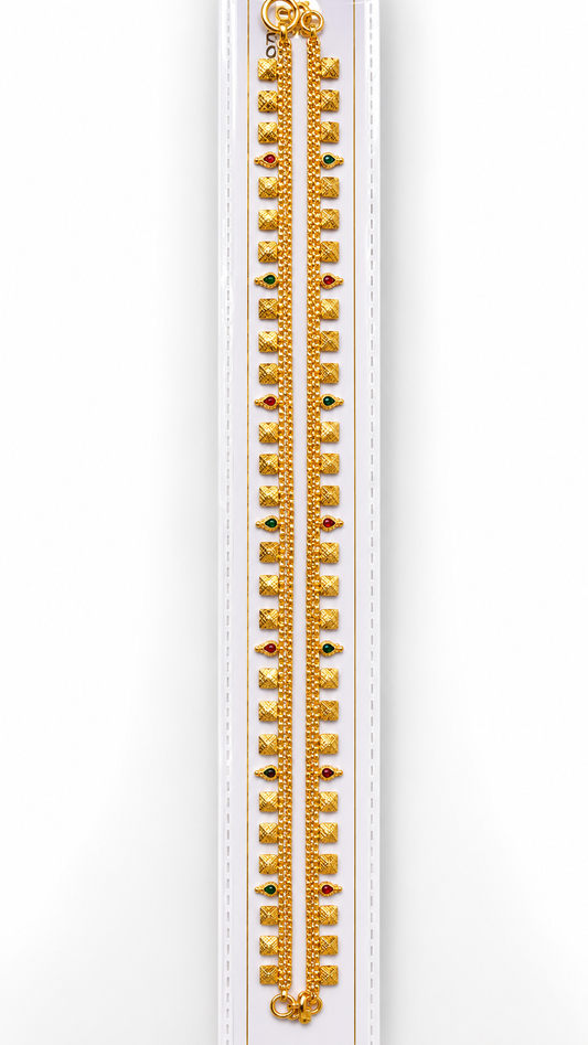 Nysha Premium Gold-Plated Square Charm Anklet for Women