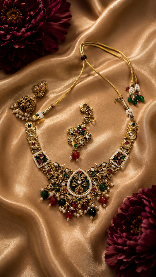 Royal Meenakari Pearl Choker Set