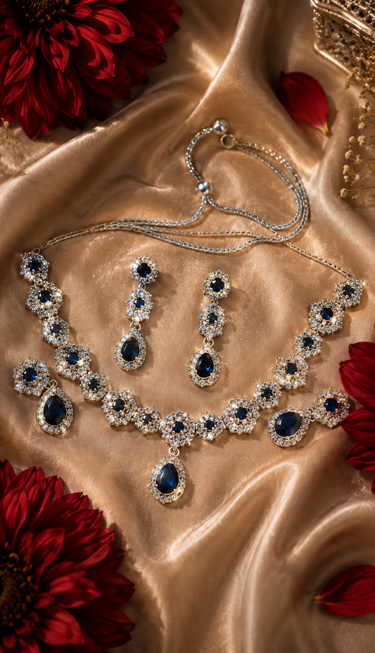 Royal Sapphire Crystal Necklace Set