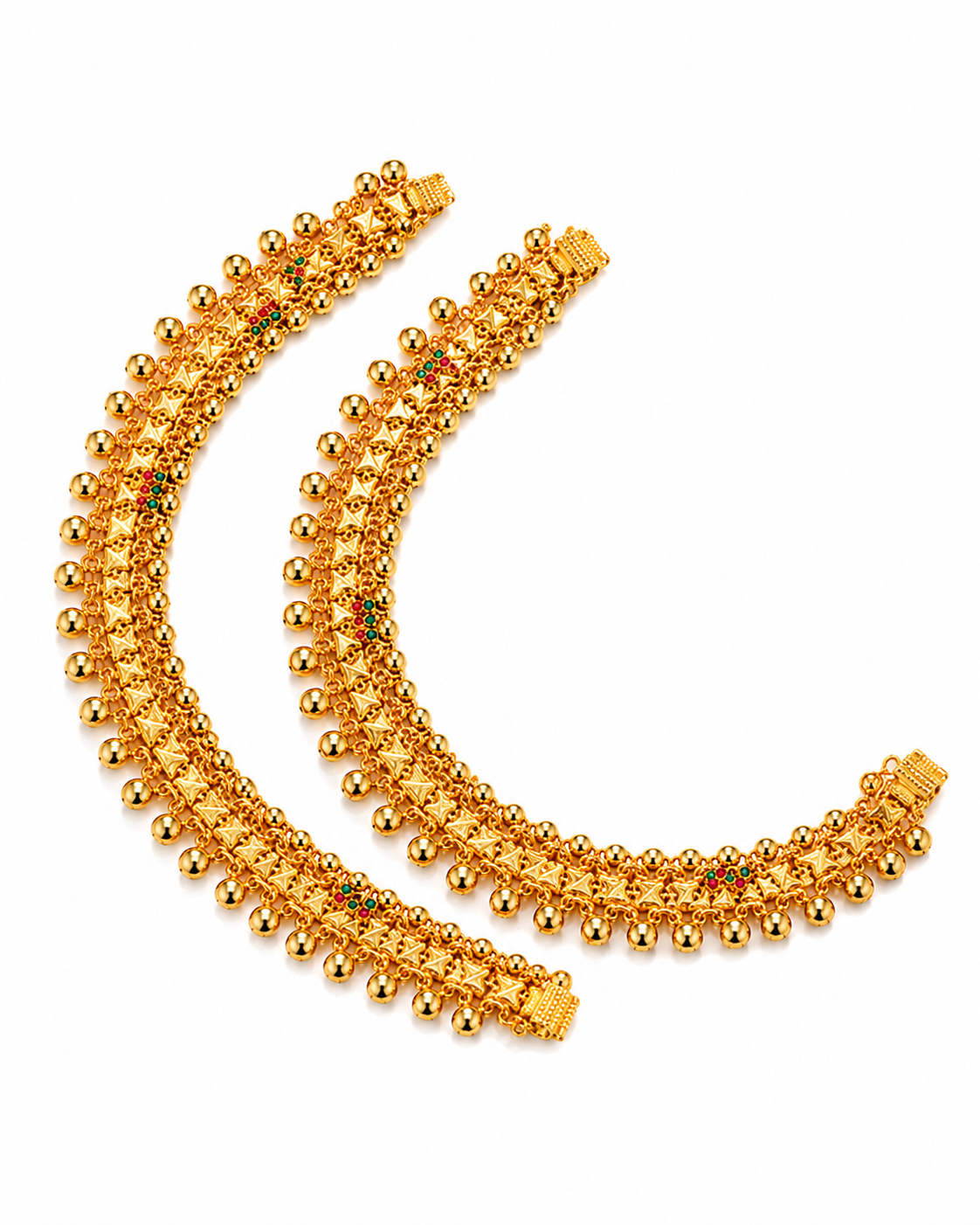 Nysha Traditional Gold-Plated Ghungroo Anklet Pair for Women