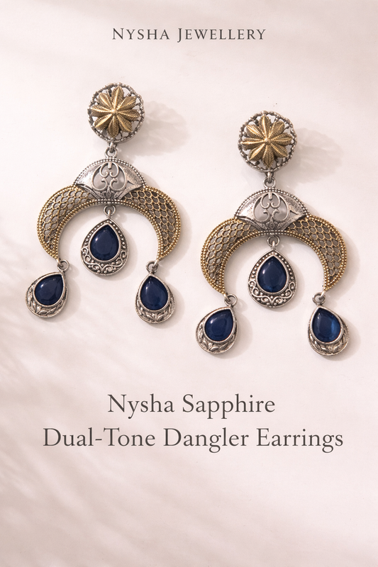 Nysha Sapphire Dual-Tone Dangler Earrings
