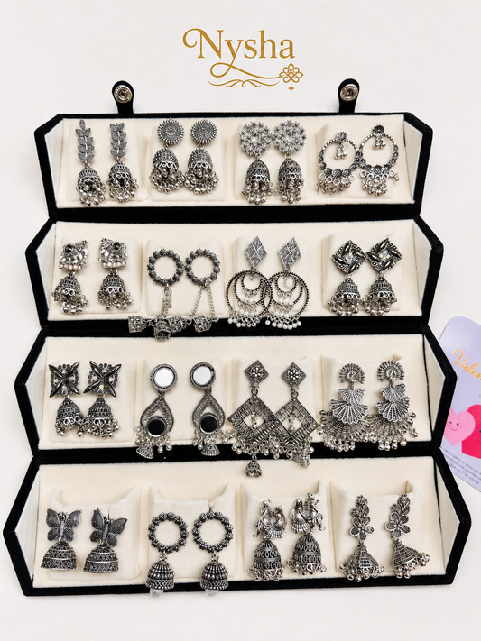 💖 Nysha Bestseller Combo – Must-Have Oxidised Stud Earrings (Set of 16)