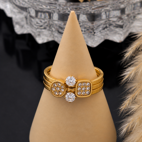 Gold ring with a diamond.