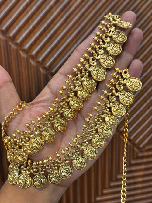 Traditional Gold-Plated Lakshmi Coin Waistband (Kamarbandh)