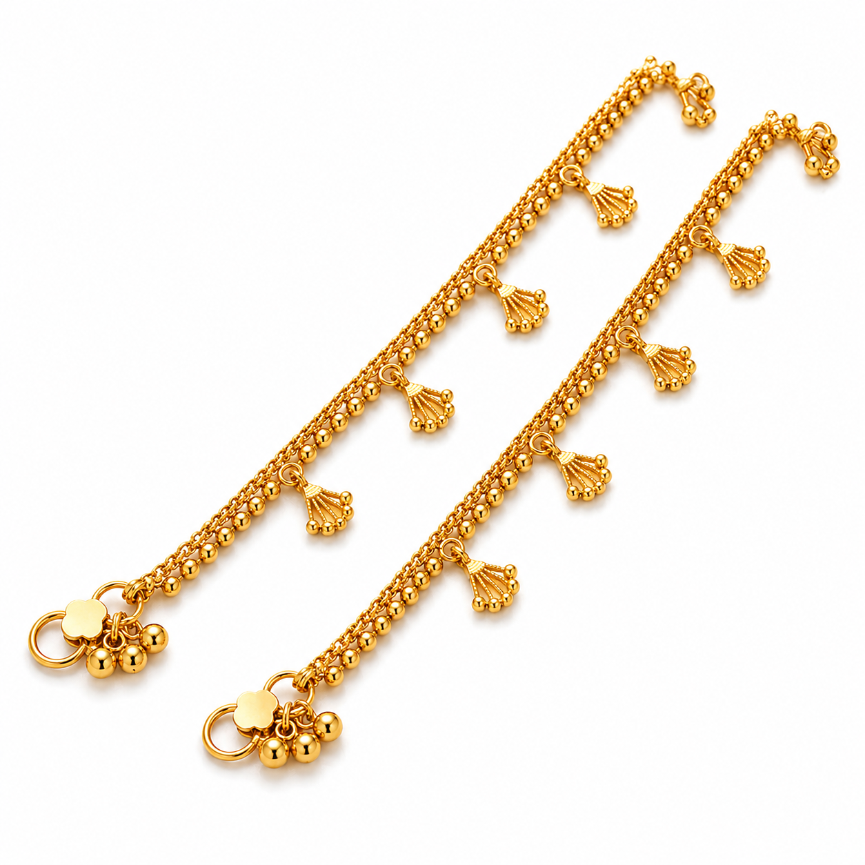 Nysha™ Gold Plated Anklet & Green Stone Choker Combo Set for Women | Traditional Festive Jewellery |