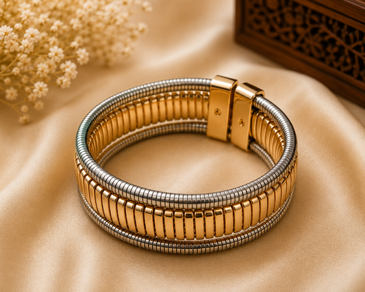 Luxe Dual-Tone Flexi Cuff Bracelet