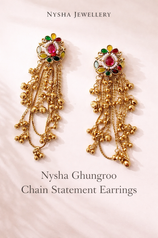 Nysha Ghungroo Chain Statement Earrings