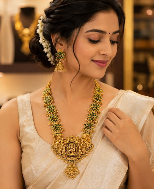 Emerald Lotus Temple Heritage Necklace Set
