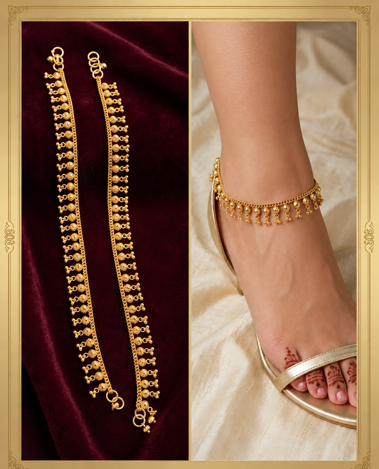 Traditional Gold Payal Anklet Pair for Women