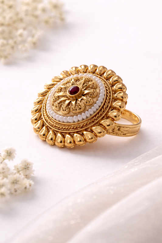 Nysha Antique Temple Oval Ring