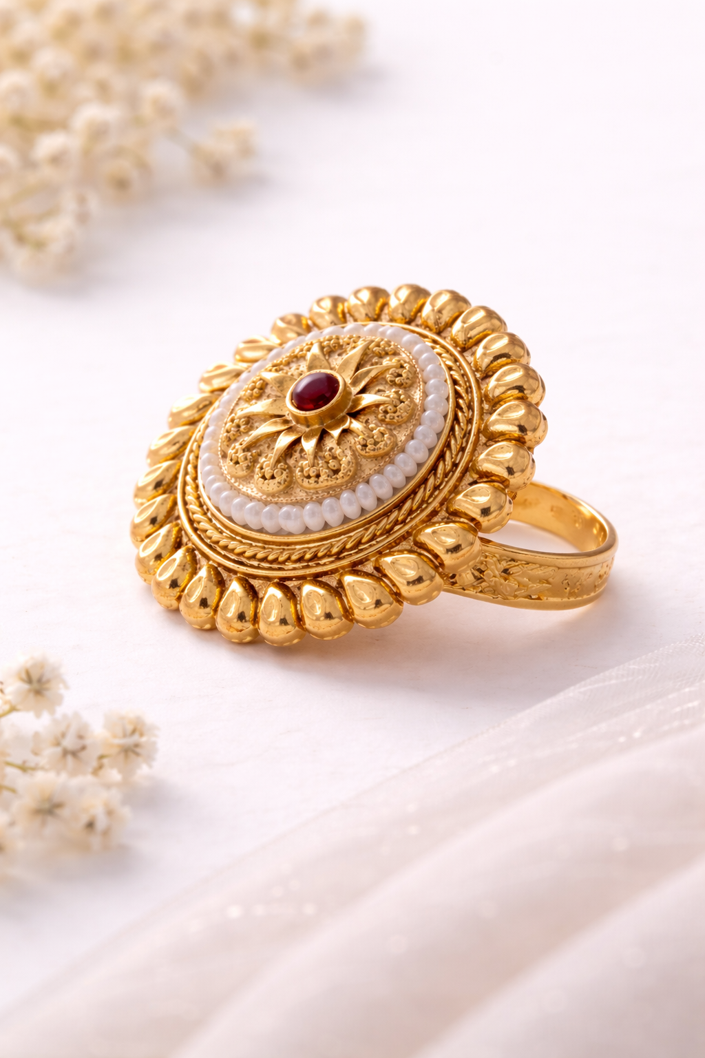 Nysha Antique Temple Oval Ring