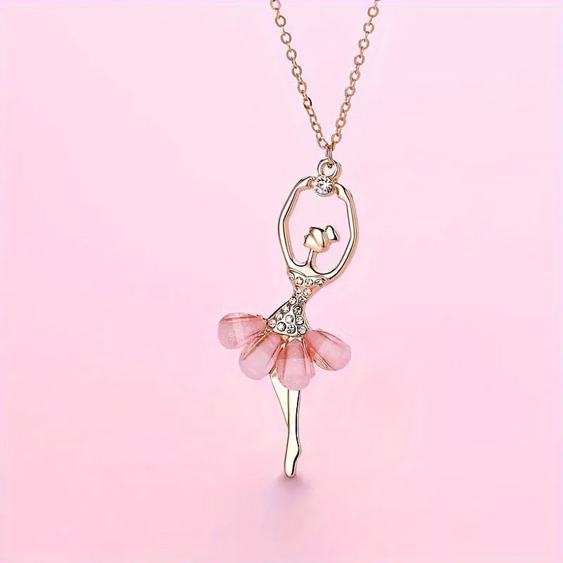 Ballerina Princess Pendant Necklace for Women | Cute Ballet Dancer Charm Necklace