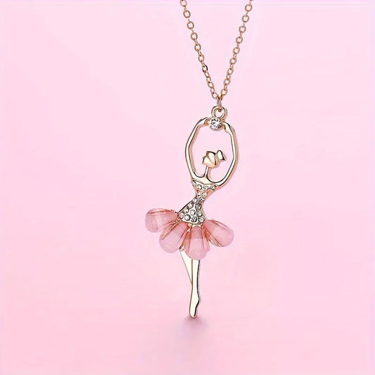 Ballerina Princess Pendant Necklace for Women | Cute Ballet Dancer Charm Necklace