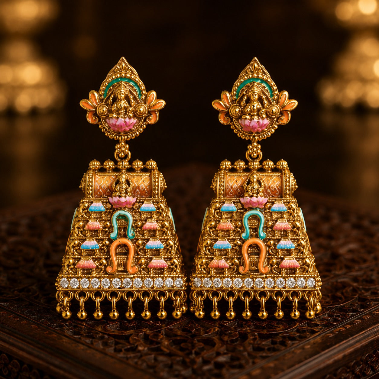 🏛️ Temple Heritage Statement Earrings(Jhumka)