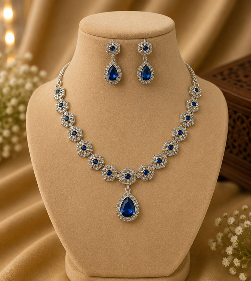Royal Sapphire Crystal Necklace Set