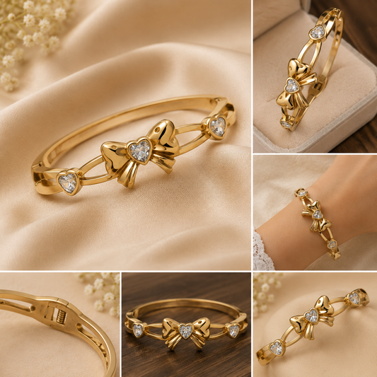 Luxury Bow Heart Crystal Bracelet for Women