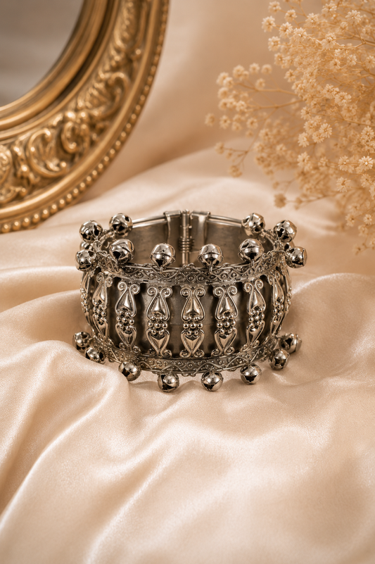 Oxidized Ghungroo Cuff Bracelet for Women