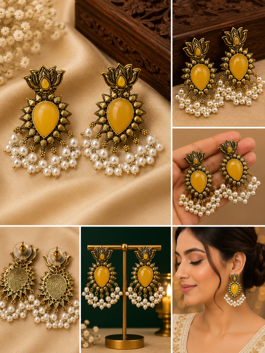 Royal Pearl Drop Antique Earrings