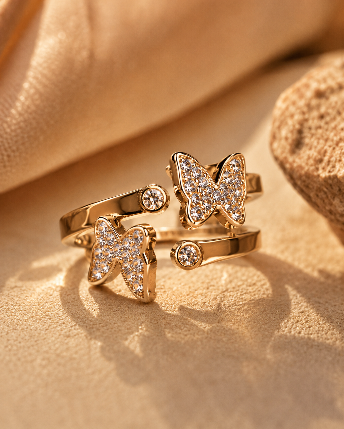 Crystal Butterfly Adjustable Ring