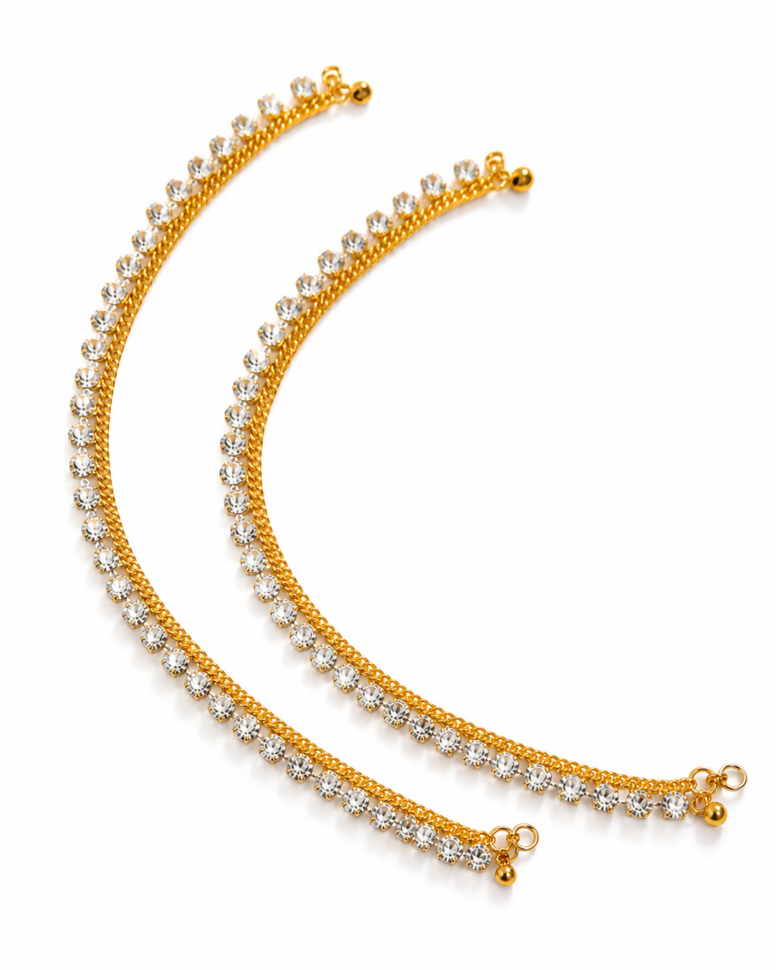 Nysha Gold-Plated Crystal Anklet Pair for Women