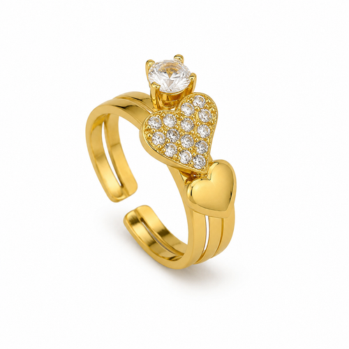 Gold Heart Adjustable Ring for Women