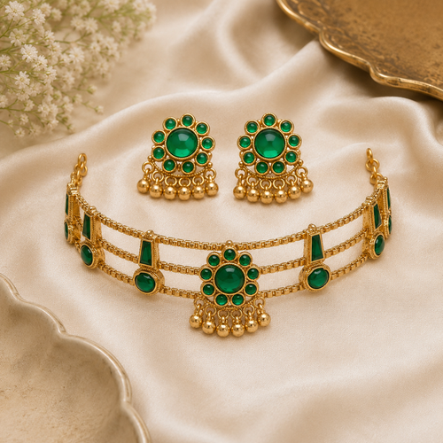 Emerald Bloom Choker Set