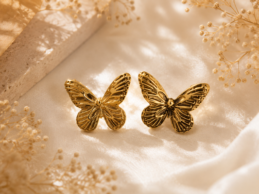 Golden Butterfly Minimal Stud Earrings