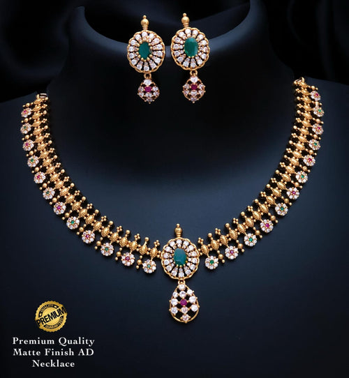Emerald AD Necklace Set with Earrings