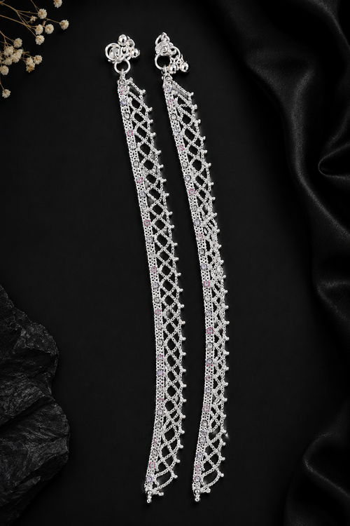 Nysha Premium Silver-Plated Crystal Anklet for Women