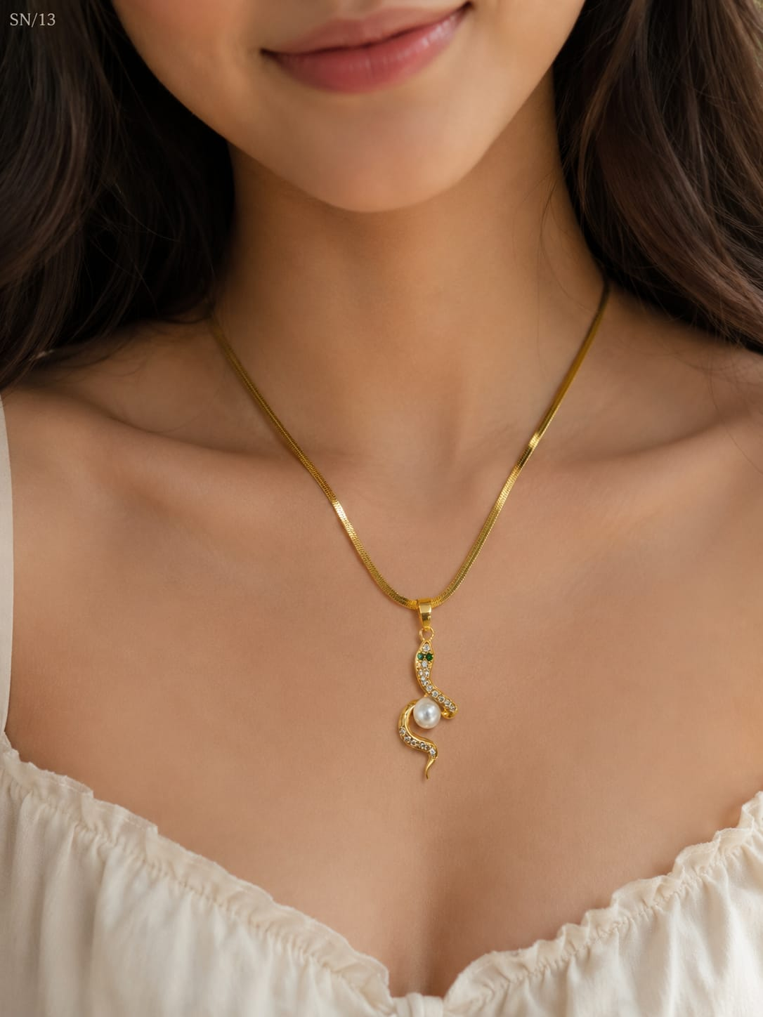 Serpent Pearl Pendant Necklace