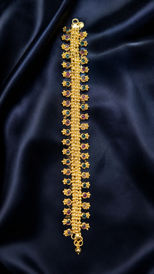 Nysha Elegant Gold-Plated Beaded Anklet Pair