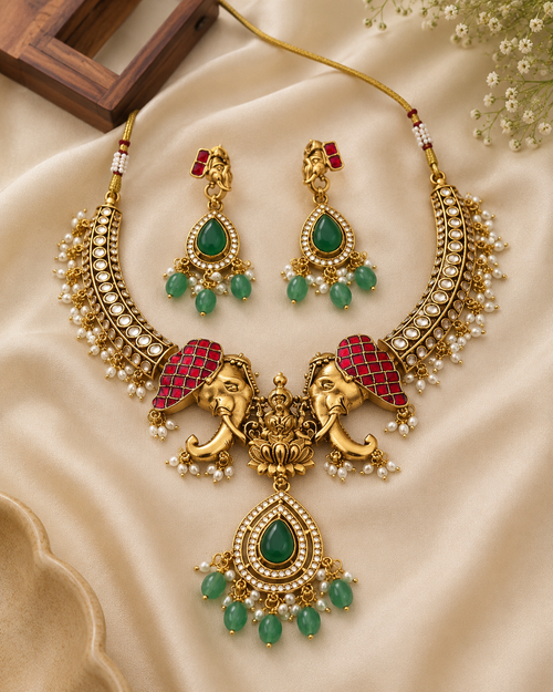 Lakshmi Temple Necklace (Royal Statement Piece)