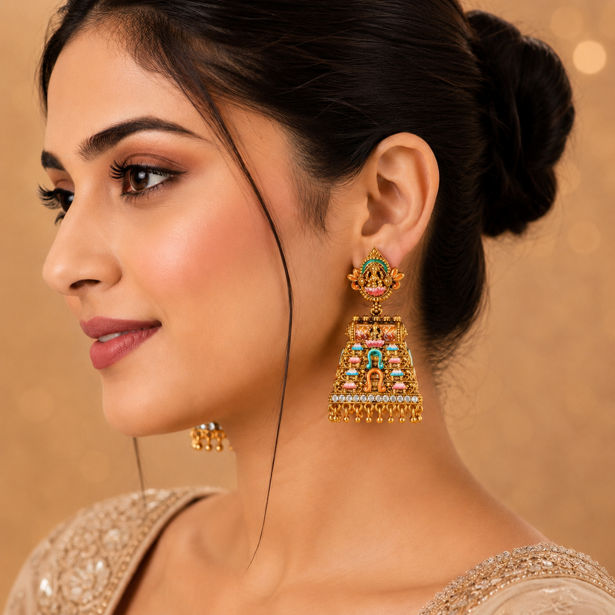 🏛️ Temple Heritage Statement Earrings(Jhumka)