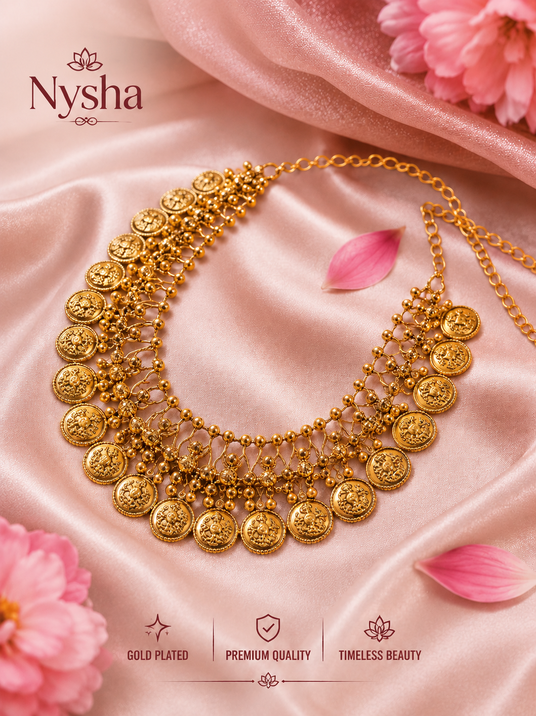 Traditional Gold-Plated Lakshmi Coin Waistband (Kamarbandh)