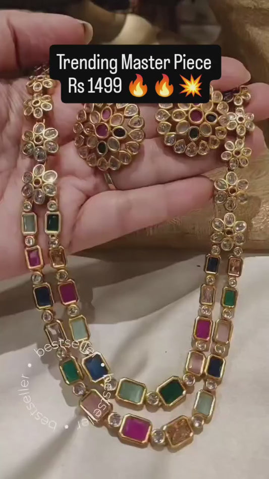 🌟 Trending Multicolor Kundan Necklace Set 🌟