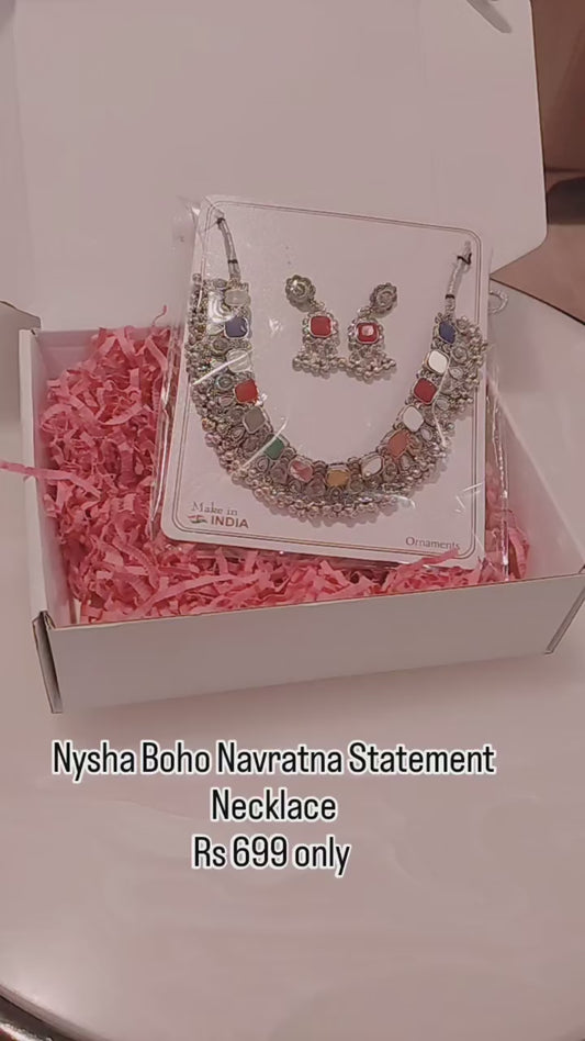 Nysha Boho Navratna Statement Necklace