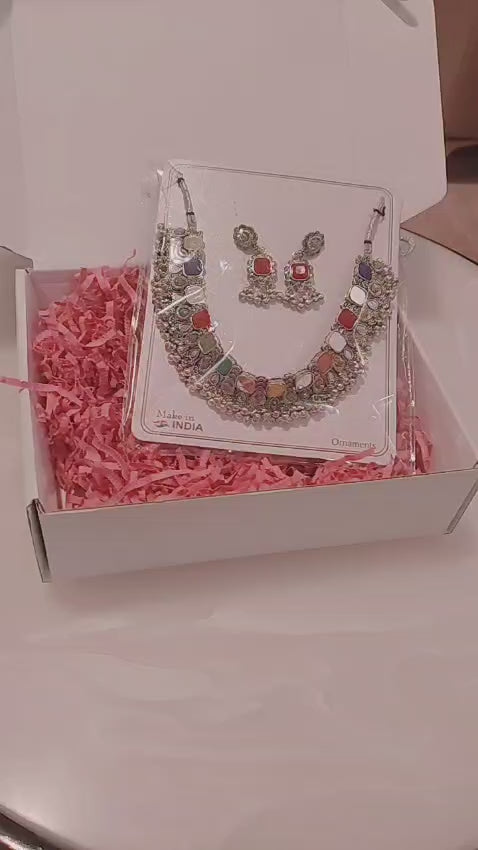 Nysha Boho Navratna Statement Necklace- COD Avaliable