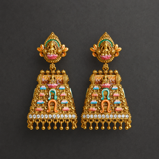 🏛️ Temple Heritage Statement Earrings(Jhumka)